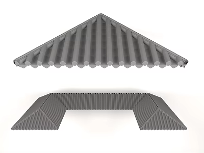 Corrugated Architectural Roof Components Featuring Triangular And Elongated Structure Design 3d model