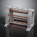 Carved Decorative Rack With Wooden Bars And Intricate Side Patterns Design 3d model