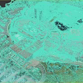 Aerial Planning of Commercial District with Buildings Parking Lots Water Pools and Green Areas