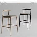 Modern Bar Stools With Light Wood And Black Frames Soft Padded Seats 3d model