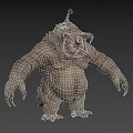 3D Monster Model Featuring Ugly Large Mouth Sharp Teeth Rough Skin Blue Orb On Head