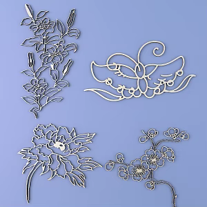 Chinese Ethnic Style Metal Carved Traditional Pattern Ethnic Decoration 3d model