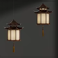 Traditional Chinese Wooden Pendant Light With Fabric Shade And Tassel Decoration