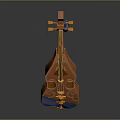 Orange Stringed Musical Instrument With Blue Hand Painted Artistic Supplies And Decorative Patterns