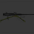 Vintage Military Heavy Machine Gun With Tripod Mount Tactical Design And Metallic Parts