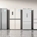 Modern Refrigerators And Freezers In Gray White With Multiple Door Designs 3d model