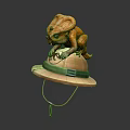 Fantasy Character With Green Hat And Small Orange Creature Perched On Top Edge