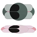 Modern Abstract Shaped Rug With Purple Black Pink Geometric Patterns