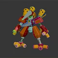 Colorful Robot Character Featuring Mechanical Arms Legs And Yellow Red Parts