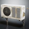 Sharp Vintage Air Conditioner Fan with White Body Fan Grill Heat Sink on Metal Stand