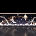 Elegant Window Display Decoration with Starry Sky Moon Stars and Curved Arches