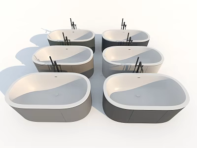 Modern Bathtubs With Oval Shape Smooth Surface And Neutral Color Designs 3d model