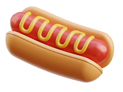 Delicious Hot Dog With Soft Bun Juicy Sausage And Yellow Mustard Topping 3d model