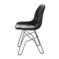 Modern Black Leather Single Chair With Metal Frame For Living Room Design