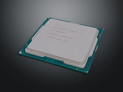 Intel Core i7 Processor Close Up View of Computer CPU Chip 3d model