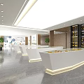Modern Front Desk Reception Area Design With Spacious Layout And Decorative Elements 3d model