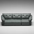 Modern Minimalist Gray Three Seater Sofa With Button Tufted Back And Stitched Detailing 3d model