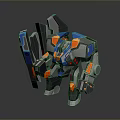 Blue Gray Orange Mechanical Robot Creature Design With Armored Body And Futuristic Features