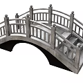Traditional Stone Landscape Bridge With Arched Structure Ornate Railings And Steps