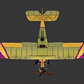 Colorful Biplane Model With Yellow Pink Wings And Open Cockpit Propeller