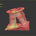 Old Rusty Metal Component With Peeling Paint Two Connecting Ports On Square Base