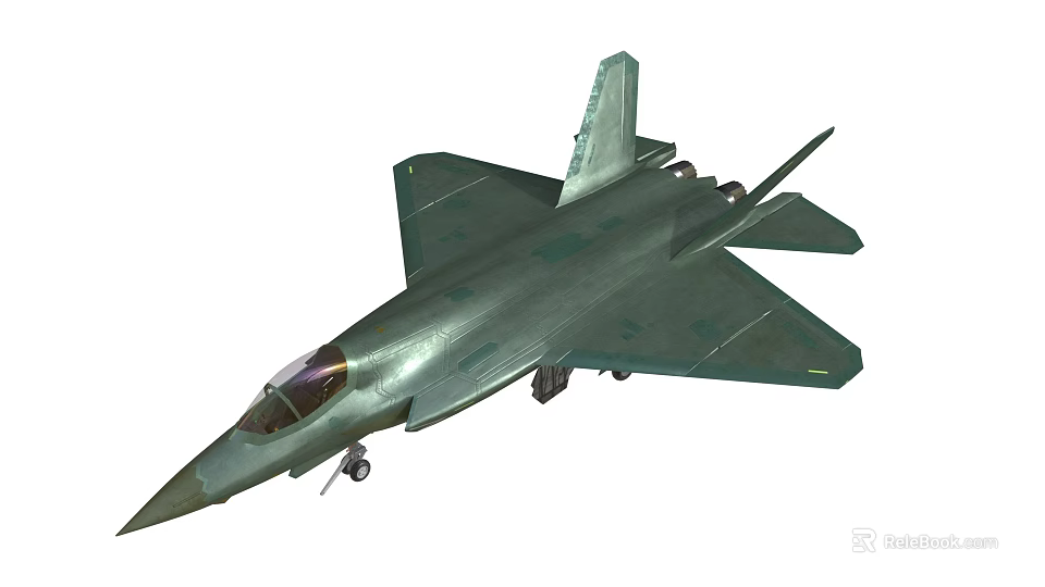Advanced Green Fighter Jet With Sleek Aerodynamic Body And Military Cockpit Design 3d model 