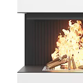 Elegant Modern White Fireplace Design With Sleek Structure And Burning Flames 3d model