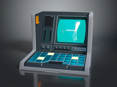 LOADMASTER Control Console Featuring Loading Display Screen Blue Buttons And Knobs 3d model
