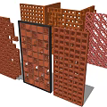 Various Decorative Room Partition Designs With Brick Pattern And Hollow Lattice Structures 3d model