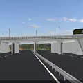 Modern Expressway Road Facilities With Overpass Bridge Guardrail Lane Markings Green Landscape And Clear Sky