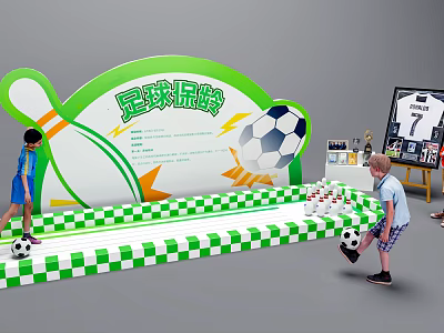 Soccer Bowling Interactive Zone For Kids Playing Fun Game With Bowling Pins And Soccer Ball 3d model