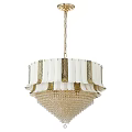 Elegant Crystal Chandelier With Golden Frame White Trim And Hanging Crystals