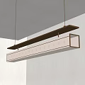 Modern Rectangular Pendant Light with Circular Light Holes in Black and White Minimalist Interior
