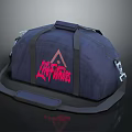 Stylish Navy Blue Duffel Bag With LIGHTNINGS Brand And Pink Triangle Logo Design