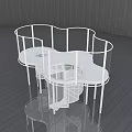 White Indoor Playground Equipment With Spiral Stairs Multi level Platforms And Guardrails