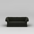 Tech Exhibition Hall Interior With Black Tufted Vintage Style Sofa Design 3d model