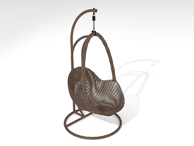 Brown Woven Hanging Chair with Sturdy Stand and Modern Minimalist Design 3d model