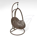 Brown Woven Hanging Chair with Sturdy Stand and Modern Minimalist Design