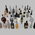 Various Wine Bottles And Glasses Collection With Different Shapes Sizes And Labels