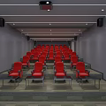 Modern Home Theater Interior With Large Screen Red Chairs Projector And Starry Ceiling 3d model