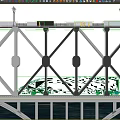 Steel Truss Bridge Carries Cars And High Speed Train At Golden Sunset Over Calm River