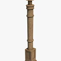 Architectural Stone Column Featuring Layered Rings And Square Base Design