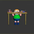 Interactive Commercial Equipment Children Play Table With Colorful Items And Blue Tiled Floor