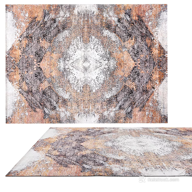 Square Area Rug With Artistic Design And Warm Color Tones 3d model 