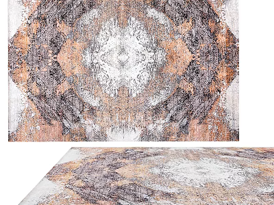 Square Area Rug With Artistic Design And Warm Color Tones 3d model