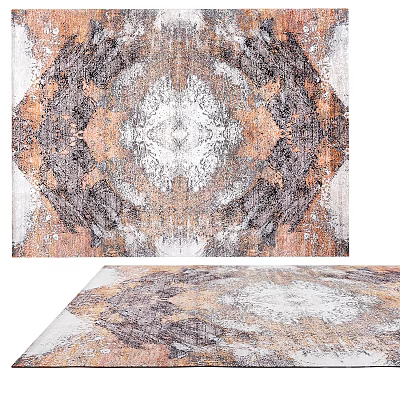 Square Area Rug With Artistic Design And Warm Color Tones 3d model