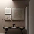 The combination of the decorative painting of the silent wind is the dry branch of the texture painting of the abstract painting. 3d model