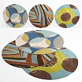 Vibrant Round Rugs With Geometric Patterns And Multicolor Circular Designs For Home 3d model