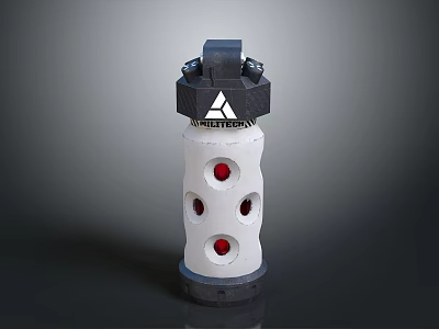 Futuristic Weapon With White Cylinder Black Top And Red Circular Holes 3d model