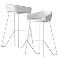 Modern Bar Stools with Curved Backrest and Black Metal Frame in Gray and Beige